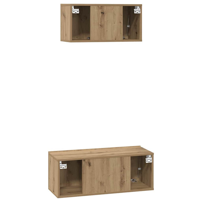 Set comodă TV Pe perete 2 pcs Stejar Artizanal Lemn compozit - WALTI WALTI