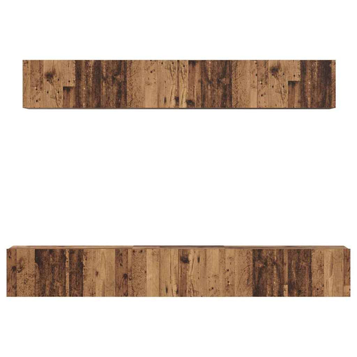 Set dulap TV cu raft Pe perete cu depozitare cu ușă 5 pcs Lemn vechi Mediu Lemn compozit - WALTI WALTI