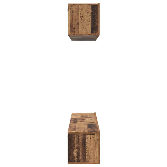Set dulap TV cu raft Pe perete cu depozitare cu ușă 5 pcs Lemn vechi Mediu Lemn compozit - WALTI WALTI