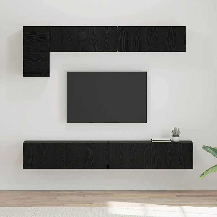 Set comodă TV cu raft cu depozitare cu ușă 5 pcs Stejar Negru - WALTI WALTI