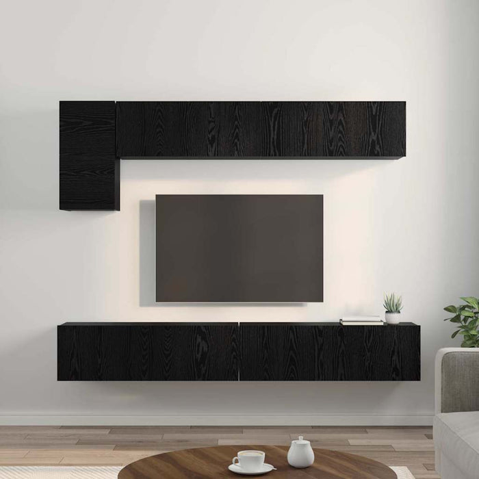 Set comodă TV cu raft cu depozitare cu ușă 5 pcs Stejar Negru - WALTI WALTI