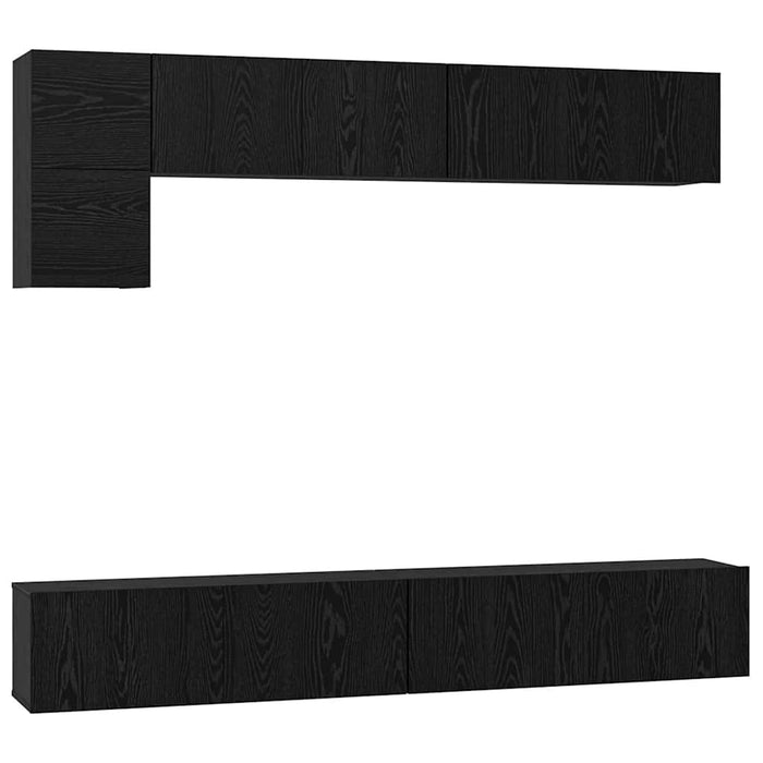 Set comodă TV cu raft cu depozitare cu ușă 5 pcs Stejar Negru - WALTI WALTI