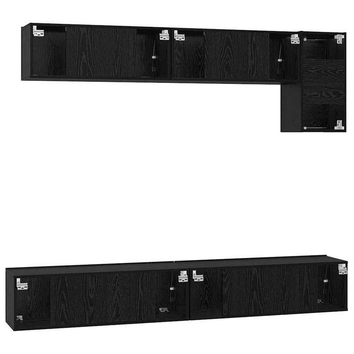 Set comodă TV cu raft cu depozitare cu ușă 5 pcs Stejar Negru - WALTI WALTI