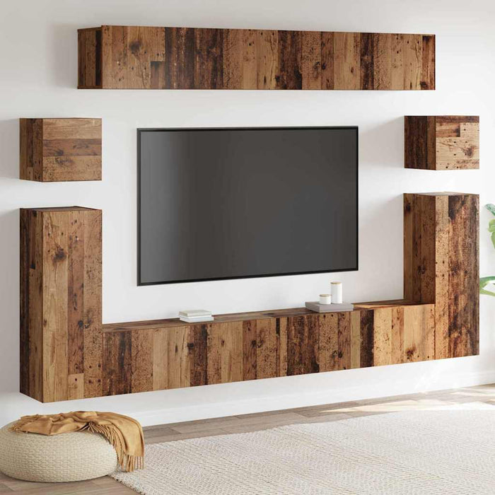 Unități TV Pe perete 4 pcs Lemn Vechi Lemn compozit - WALTI WALTI