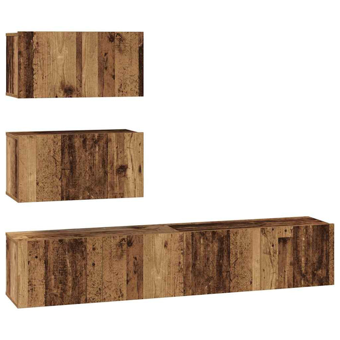 Set comodă TV Pe perete cu depozitare cu ușă 4 pcs Lemn vechi 80 x 30 x 30 cm - WALTI WALTI