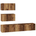 Set comodă TV Pe perete cu depozitare cu ușă 4 pcs Lemn vechi 80 x 30 x 30 cm - WALTI WALTI