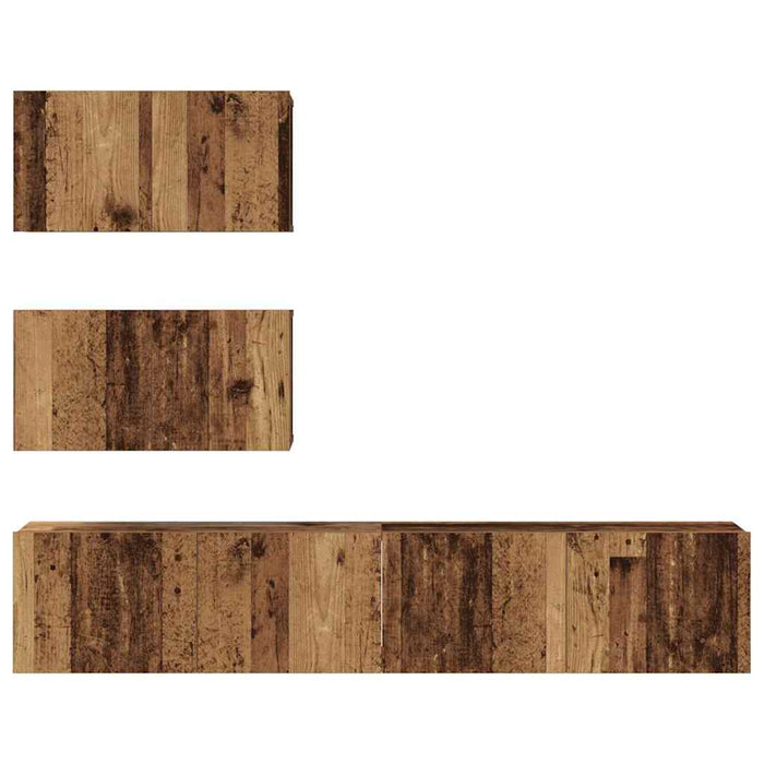 Set comodă TV Pe perete cu depozitare cu ușă 4 pcs Lemn vechi 80 x 30 x 30 cm - WALTI WALTI