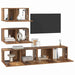 Set comodă TV Pe perete cu depozitare cu ușă 4 pcs Lemn vechi 80 x 30 x 30 cm - WALTI WALTI