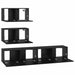 Set comodă TV Pe perete 4 pcs Stejar Negru Lemn prelucrat - WALTI WALTI