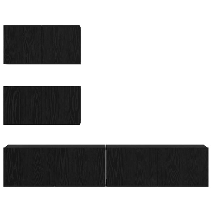 Set comodă TV Pe perete 4 pcs Stejar Negru Lemn prelucrat - WALTI WALTI
