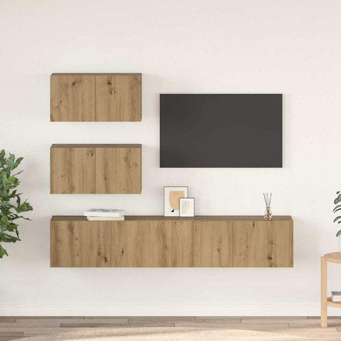 Set comodă TV Pe perete 4 pcs stejar artizanal 80 x 30 x 30 cm - WALTI WALTI