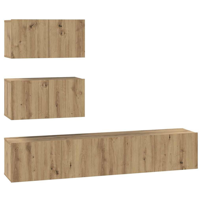 Set comodă TV Pe perete 4 pcs stejar artizanal 80 x 30 x 30 cm - WALTI WALTI