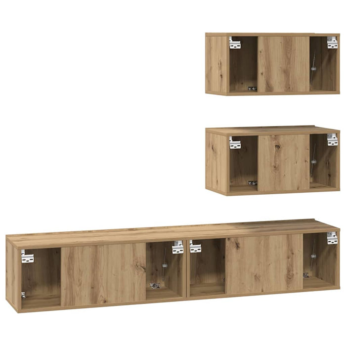 Set comodă TV Pe perete 4 pcs stejar artizanal 80 x 30 x 30 cm - WALTI WALTI