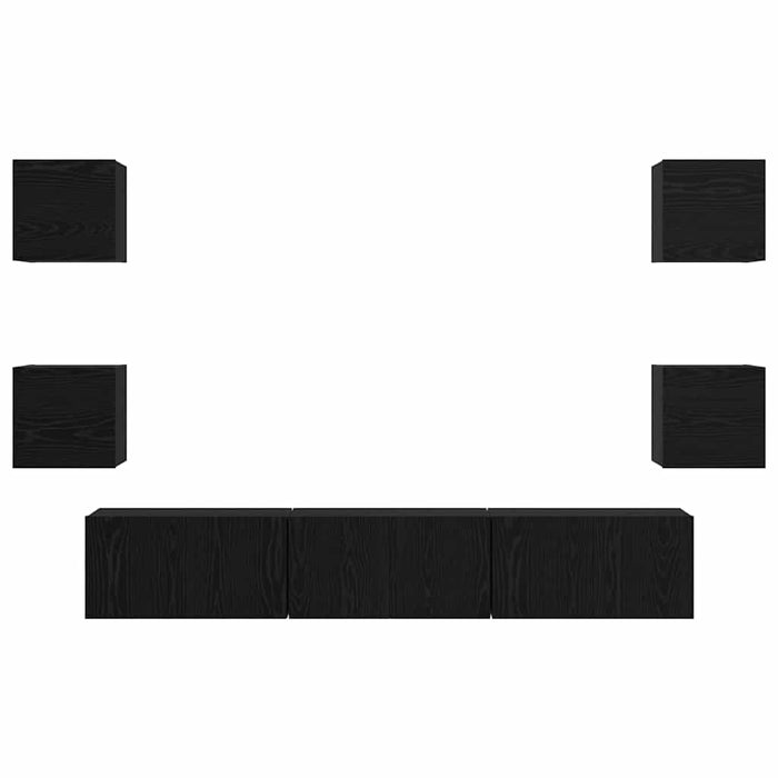 Set comodă TV Pe perete 7 pcs Stejar Negru Lemn compozit - WALTI WALTI
