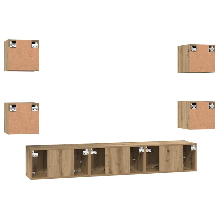 Set comodă TV 7 pcs Stejar Artizanal Lemn compozit WALTI
