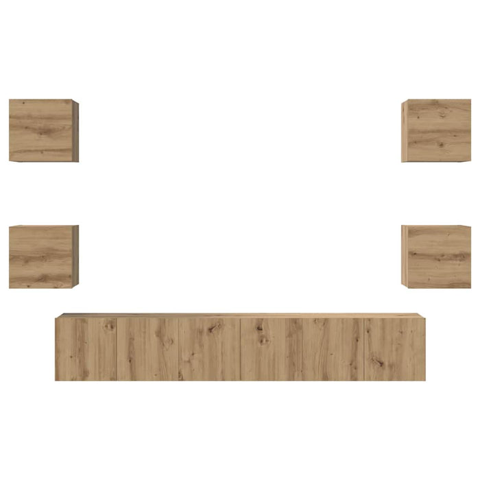 Set comodă TV 7 pcs Stejar Artizanal Lemn compozit WALTI