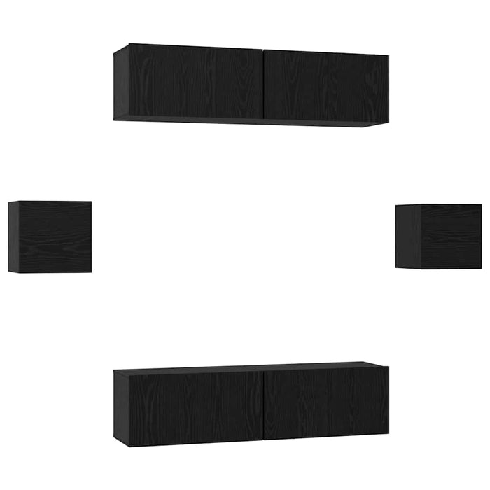 Set comodă TV Pe perete 6 pcs Stejar negru Lemn compozit - WALTI WALTI