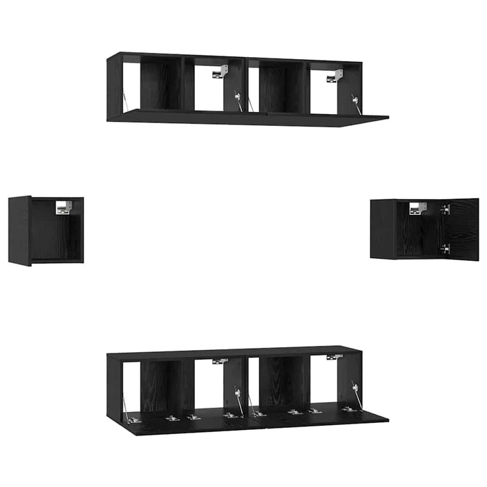 Set comodă TV Pe perete 6 pcs Stejar negru Lemn compozit - WALTI WALTI