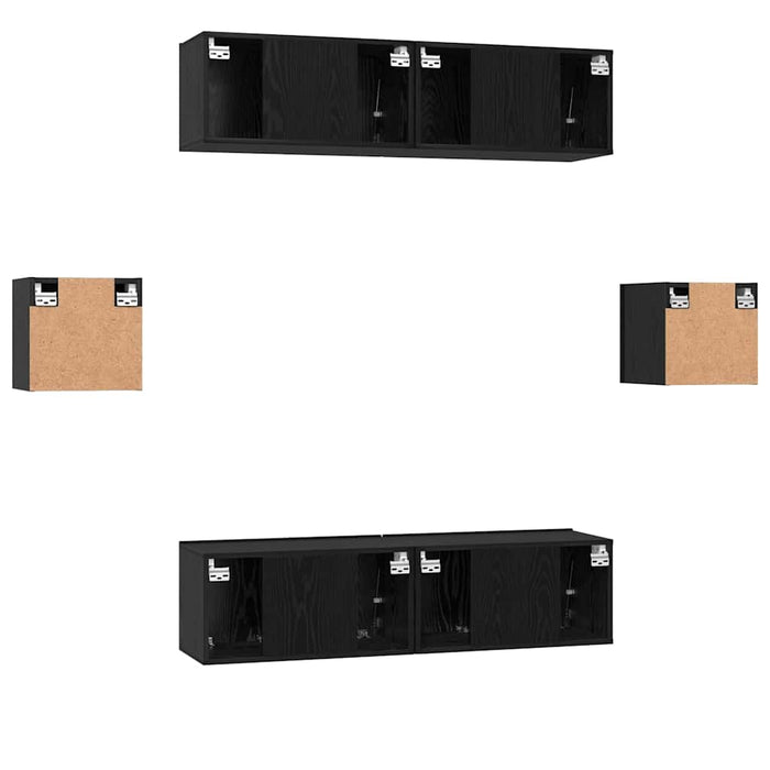Set comodă TV Pe perete 6 pcs Stejar negru Lemn compozit - WALTI WALTI