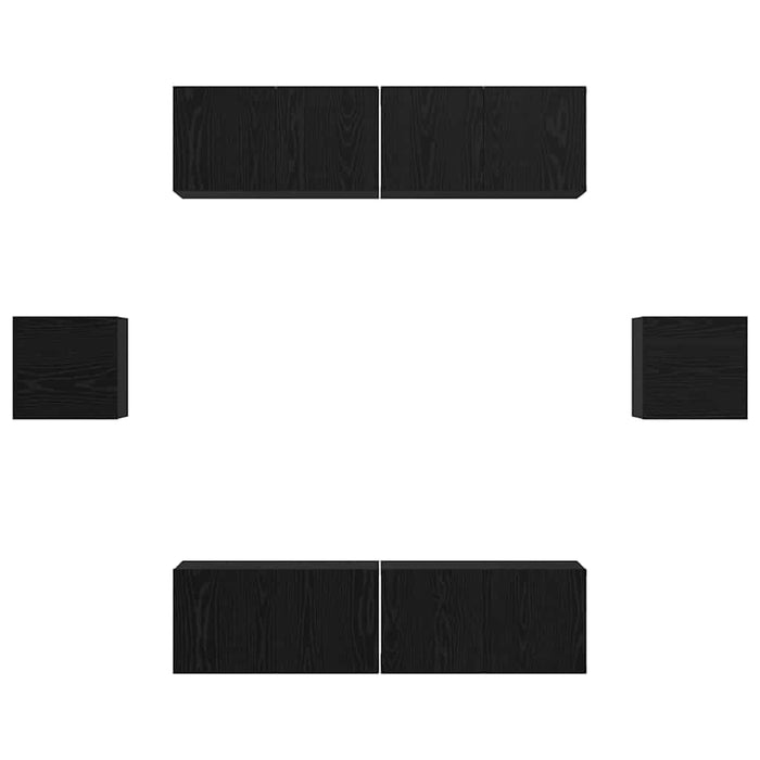 Set comodă TV Pe perete 6 pcs Stejar negru Lemn compozit - WALTI WALTI