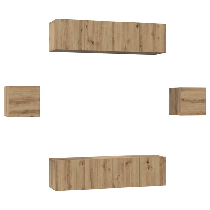 Set comodă TV Pe perete 6 pcs Stejar Artizanal Lemn compozit WALTI