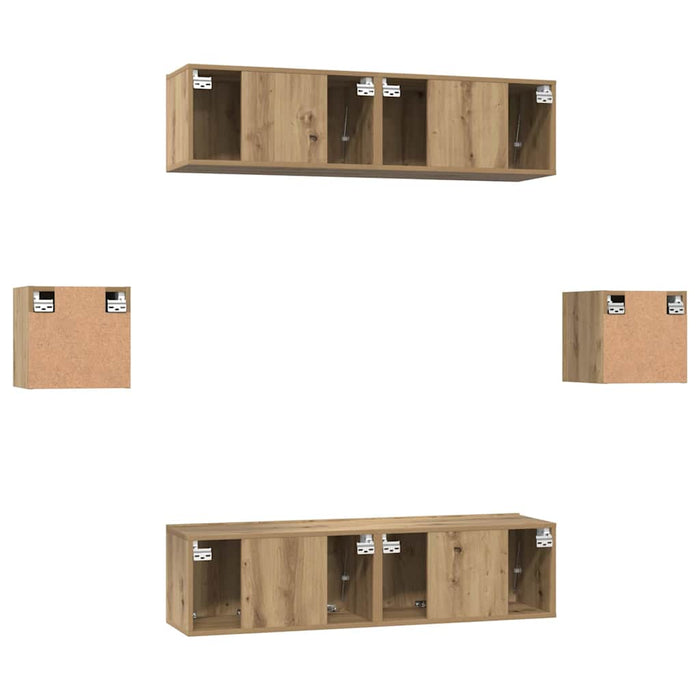 Set comodă TV Pe perete 6 pcs Stejar Artizanal Lemn compozit WALTI