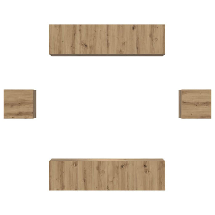 Set comodă TV Pe perete 6 pcs Stejar Artizanal Lemn compozit WALTI
