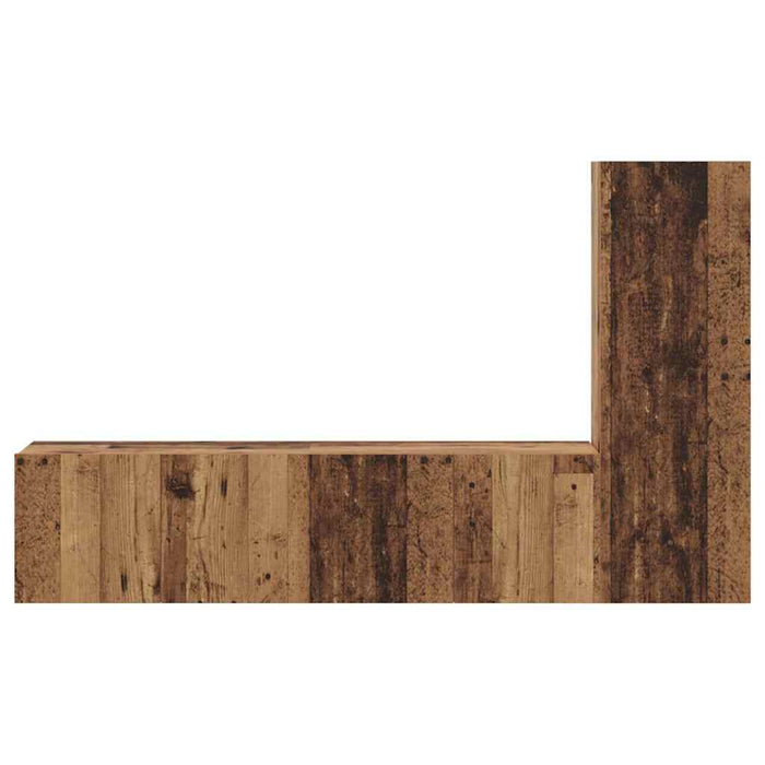 Set comodă TV cu raft Pe perete cu depozitare cu ușă 3 pcs Lemn vechi 150.5 x 30 x 90 cm - WALTI WALTI