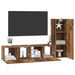 Set comodă TV cu raft Pe perete cu depozitare cu ușă 3 pcs Lemn vechi 150.5 x 30 x 90 cm - WALTI WALTI
