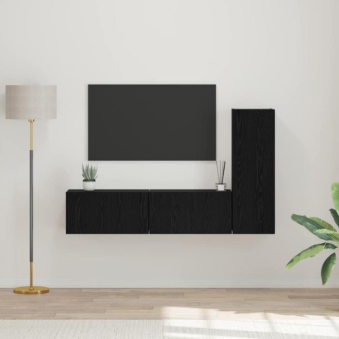 Set dulapuri TV 3 pcs Stejar negru mic 30.5 x 30 x 90 cm - WALTI WALTI