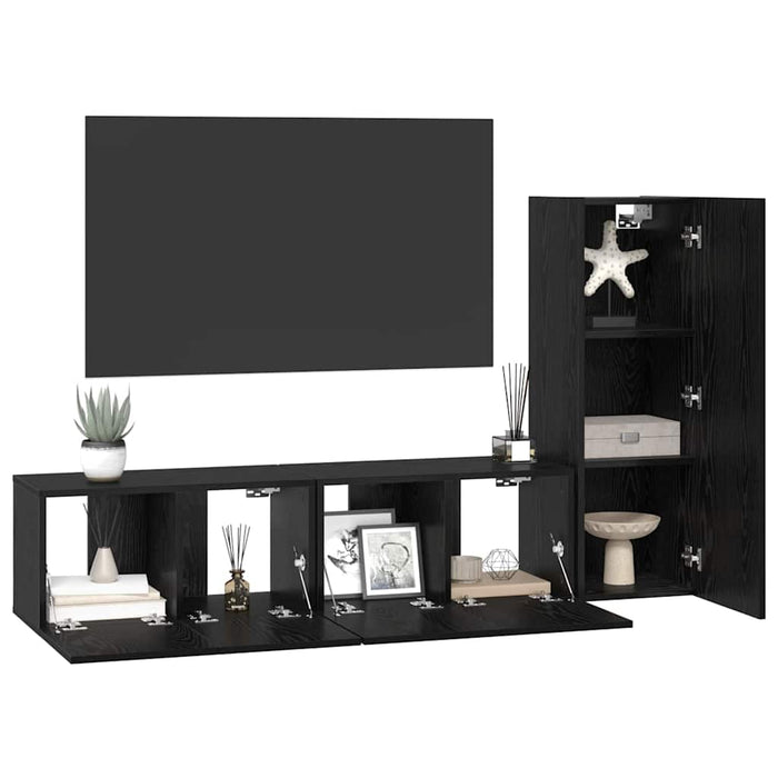 Set dulapuri TV 3 pcs Stejar negru mic 30.5 x 30 x 90 cm - WALTI WALTI