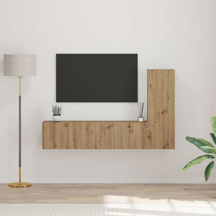Set comodă TV cu raft 3 pcs stejar artizanal 150.5 x 30 x 90 cm - WALTI WALTI
