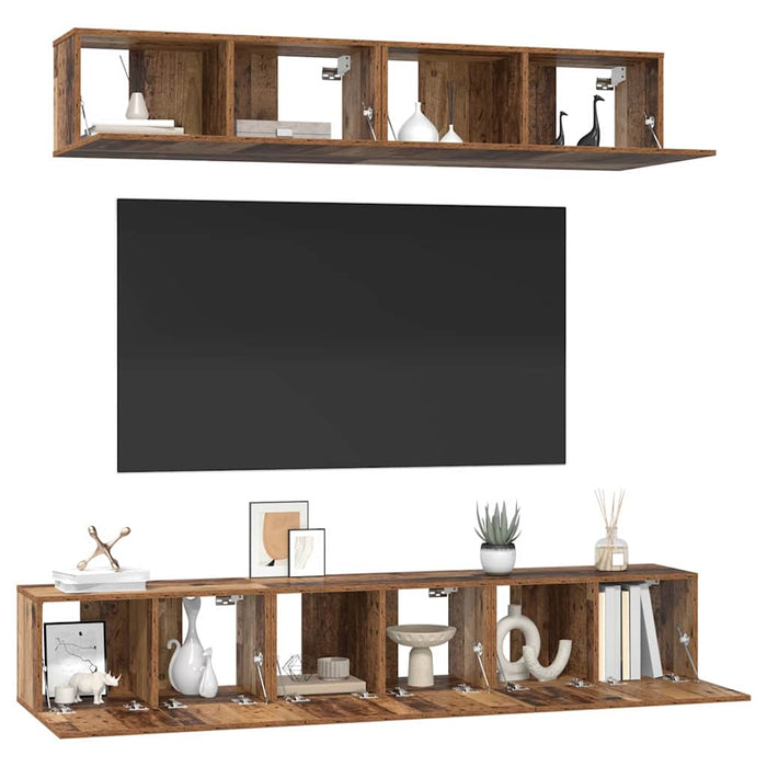 Set dulap TV 5 pcs Lemn vechi Standard Mediu Lemn compozit - WALTI WALTI