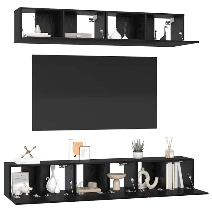 Set comodă TV 5 pcs Stejar Negru Mediu 80 x 30 x 30.5 cm - WALTI WALTI