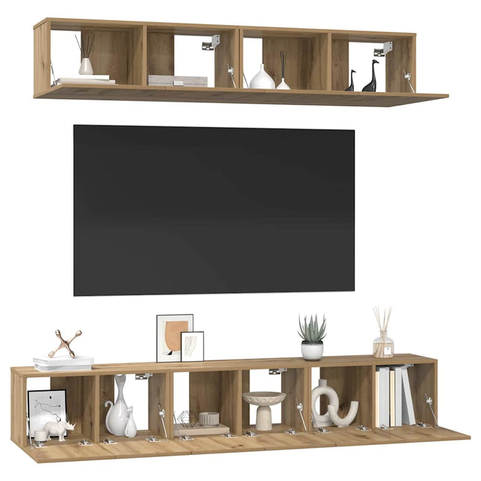 Set comodă TV 5 pcs Stejar Artizanal Lemn compozit WALTI