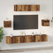 Set comodă TV Pe perete 7 pcs Lemn Vechi Lemn compozit - WALTI WALTI