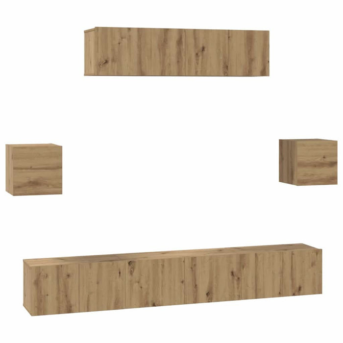 Set comodă TV Pe perete 7 pcs Stejar Artizanal Lemn compozit - WALTI WALTI