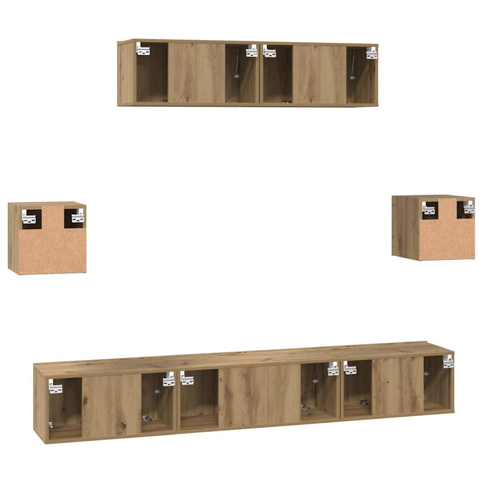 Set comodă TV Pe perete 7 pcs Stejar Artizanal Lemn compozit - WALTI WALTI