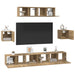 Set comodă TV Pe perete 7 pcs Stejar Artizanal Lemn compozit - WALTI WALTI