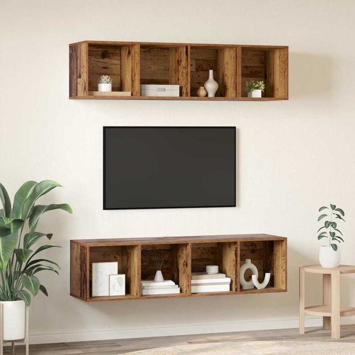 Set comodă TV Pe perete 3 pcs Lemn Vechi Lemn compozit - WALTI WALTI