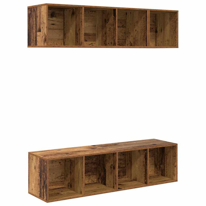 Set comodă TV Pe perete 3 pcs Lemn Vechi Lemn compozit - WALTI WALTI