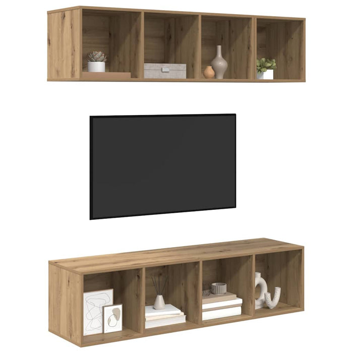 Set comodă TV Pe perete 3 pcs Stejar Artizanal Lemn compozit - WALTI WALTI