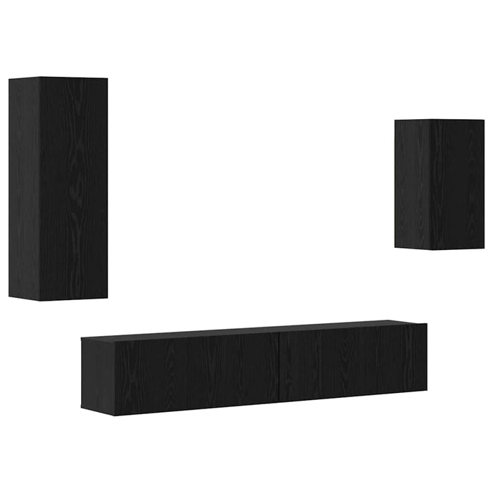 Set comodă TV Pe perete 4 pcs Stejar Negru Lemn compozit - WALTI WALTI