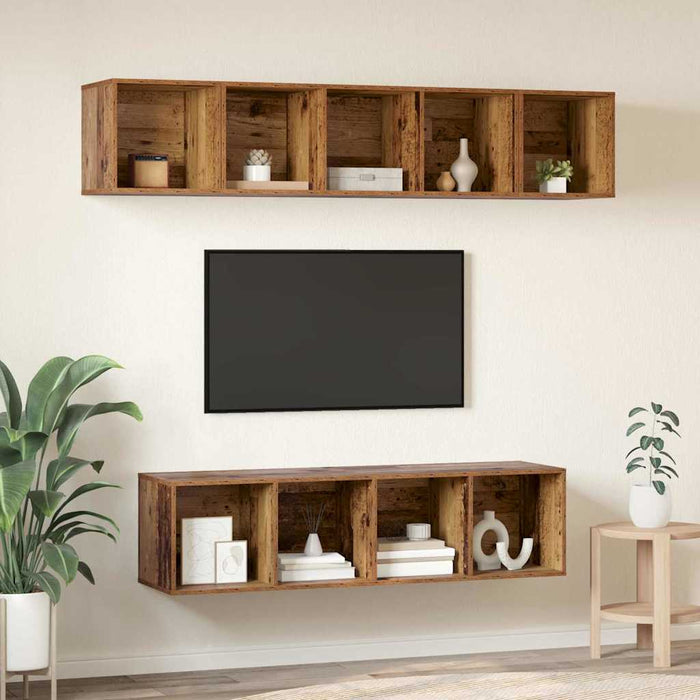Set comodă TV Pe perete 4 pcs Lemn Vechi Lemn compozit - WALTI WALTI
