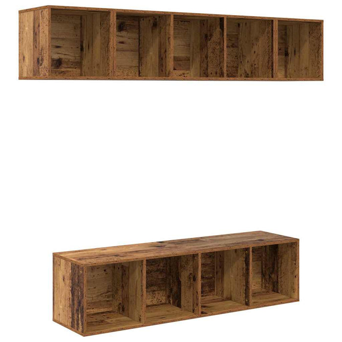 Set comodă TV Pe perete 4 pcs Lemn Vechi Lemn compozit - WALTI WALTI
