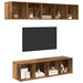 Set comodă TV Pe perete 4 pcs Lemn Vechi Lemn compozit - WALTI WALTI