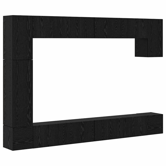 Set comodă TV Pe perete 9 pcs Stejar Negru Lemn compozit - WALTI WALTI