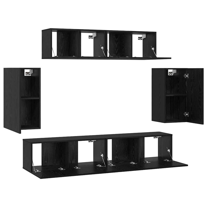 Dulap pentru TV pe Perete 6 pcs Stejar negru Lemn compozit - WALTI WALTI