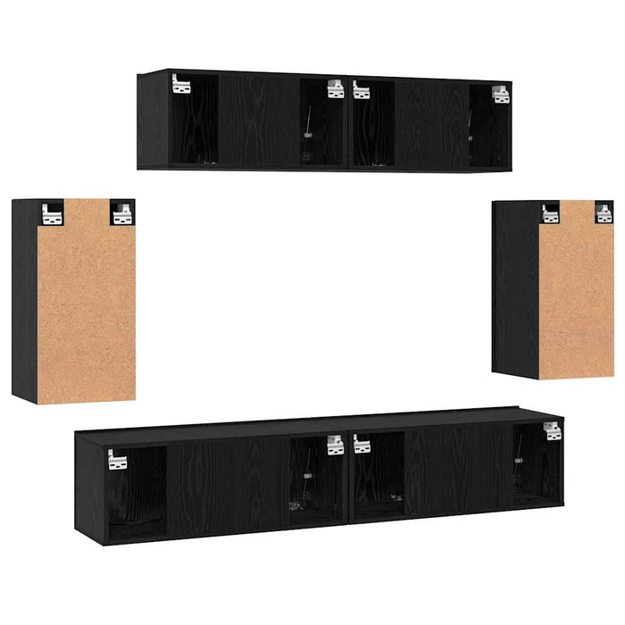 Dulap pentru TV pe Perete 6 pcs Stejar negru Lemn compozit - WALTI WALTI