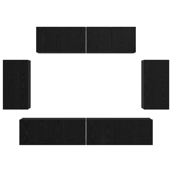 Dulap pentru TV pe Perete 6 pcs Stejar negru Lemn compozit - WALTI WALTI